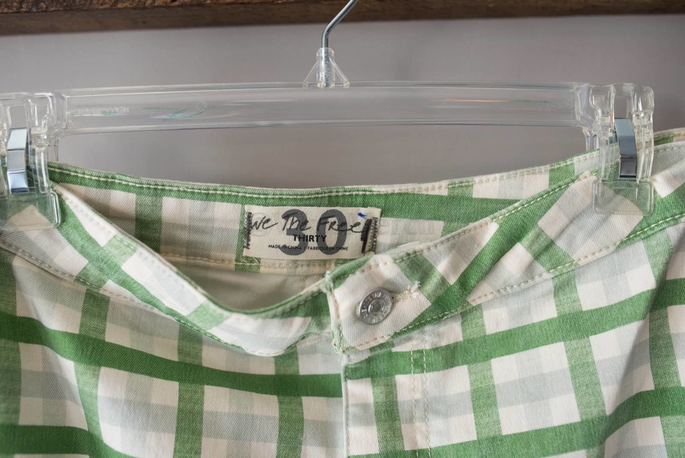 Free People Just Float On Printed Flare Jeans Green Plaid 30 - Picture 5 of 7